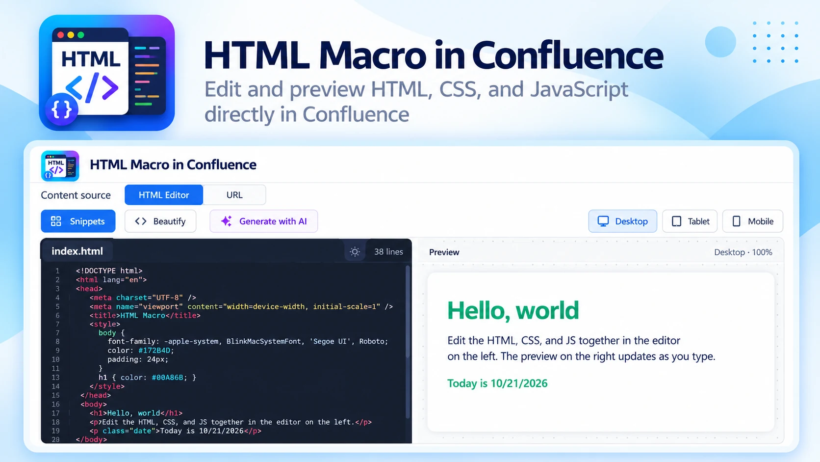 HTML Macro product preview